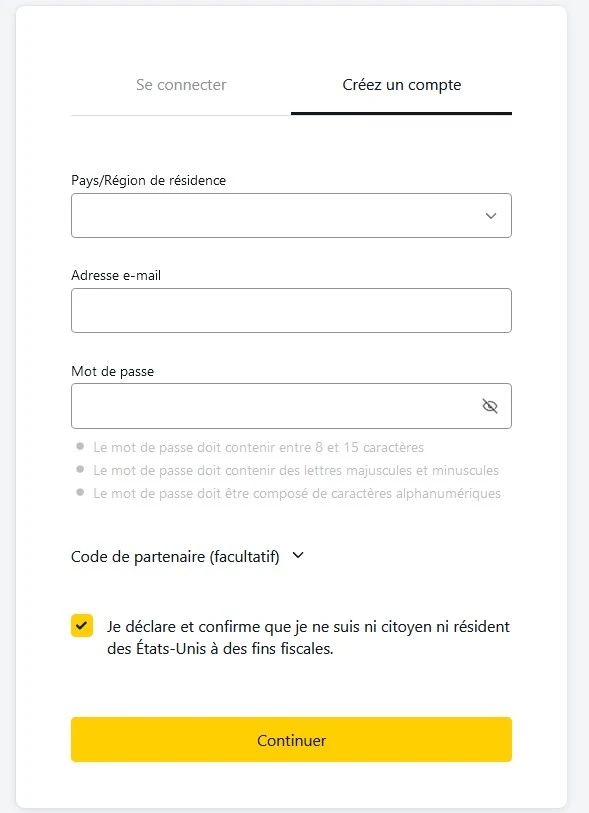 Créez un compte démo avec Exness