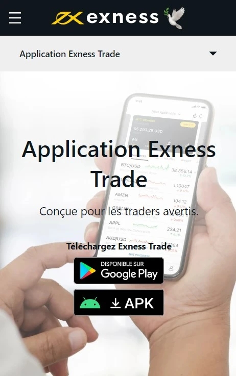 Fonctionnalités de l'application Exness Commerce